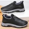 Men's Slip-On Winter Boots, Fleece Lined Thickened Cotton Shoes, Warm Waterproof Platform Boots for Middle-Aged and Elderly Men, Dad Shoes