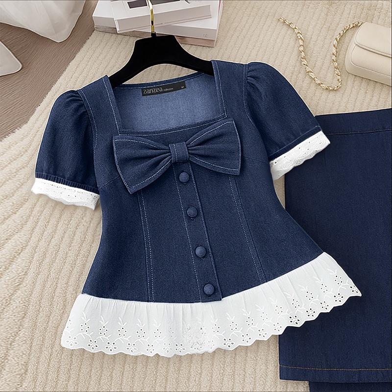 

ZANZEA Женская повседневная блузка с квадратным вырезом и короткими рукавами, в стиле пэчворк S темно-синий