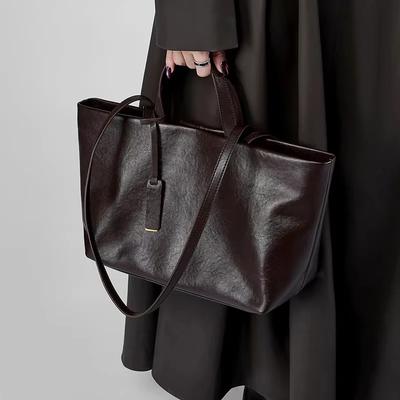 Cowhide Luxury Designer Women Shoulder Bag Leather Large Capacity Square Fashi Tote Bag Korean Handbag Shopping Underarm Bags
