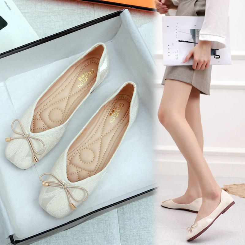 Fashion New Spring Flats Shoes Women's Bow Flat Shoes Women 2024 New Square Toe Shallow Brand Shoe Slip on Loafer Zapatos De Mujer