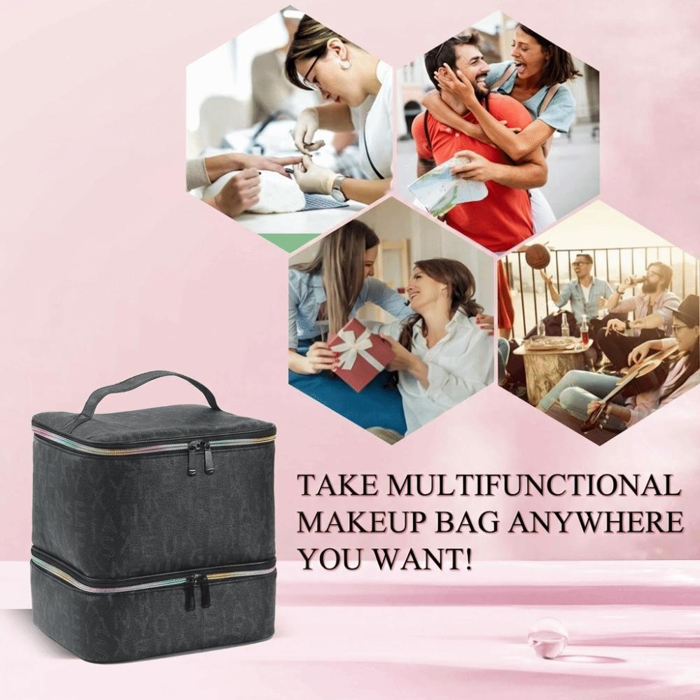 Double Layer Nail Polish Organizer Bag Large Capacity 30 Compartment Nail Care Kit Bag Handheld Essential Oil Storage Bag