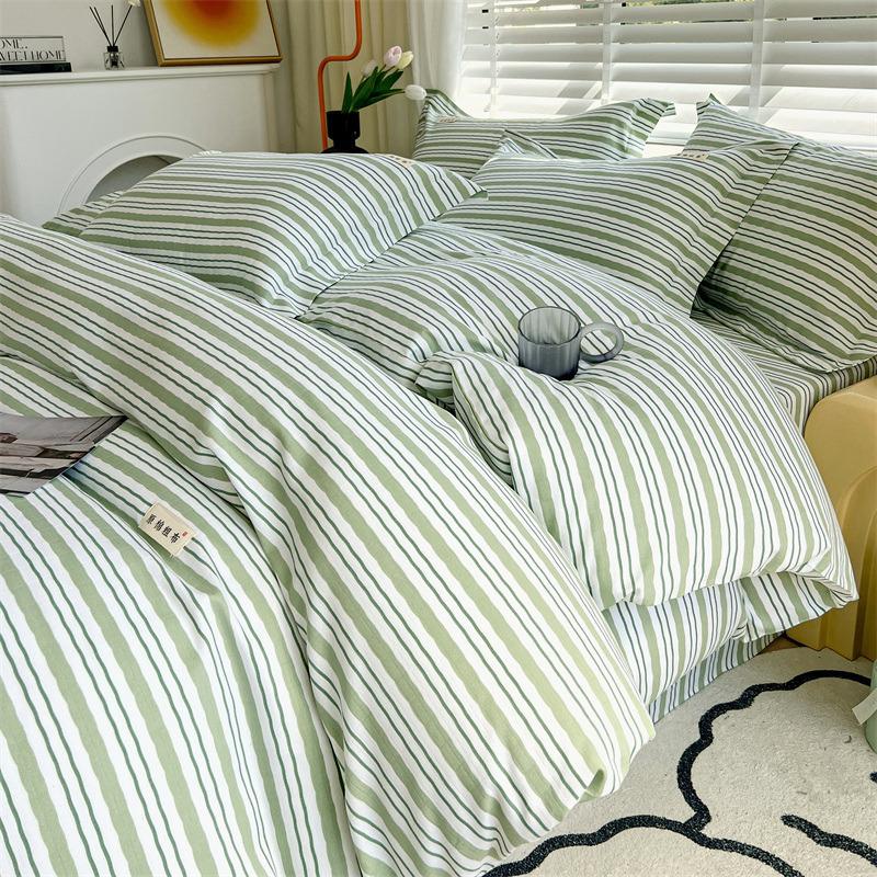 Set de pat din bumbac din patru piese, set din trei piese de husă de pilota de dormitor din bumbac pur și cearșaf de pat