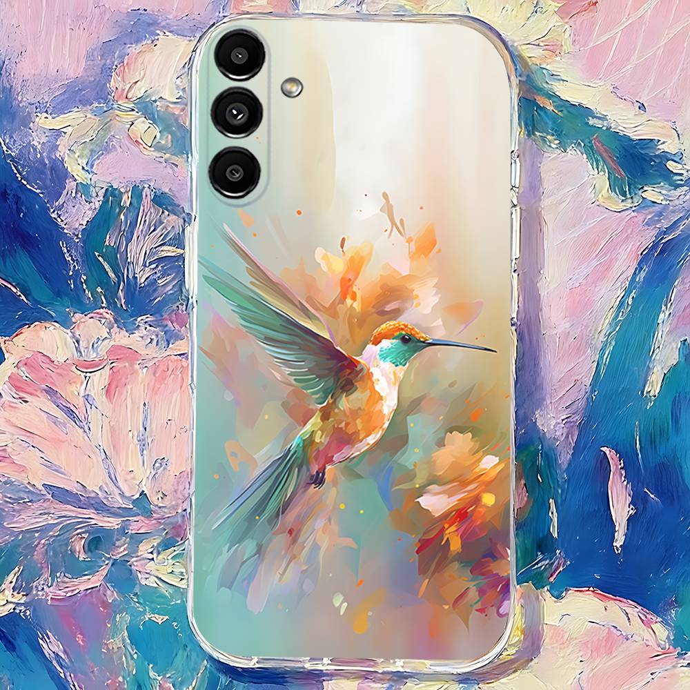 Bird Hummingbird Painting Phone Case For Samsung S30,S25,S24,S23,S21,S22,S20,S10,5G,FE,lite,PIus,Ultra Transparent Cover
