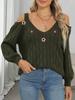 European Size Sweater Foreign Trade Cross-border Women's Suspender Off-the-shoulder Sweater Hand-hooked Decorative Twist Knitted Pullover Sweater