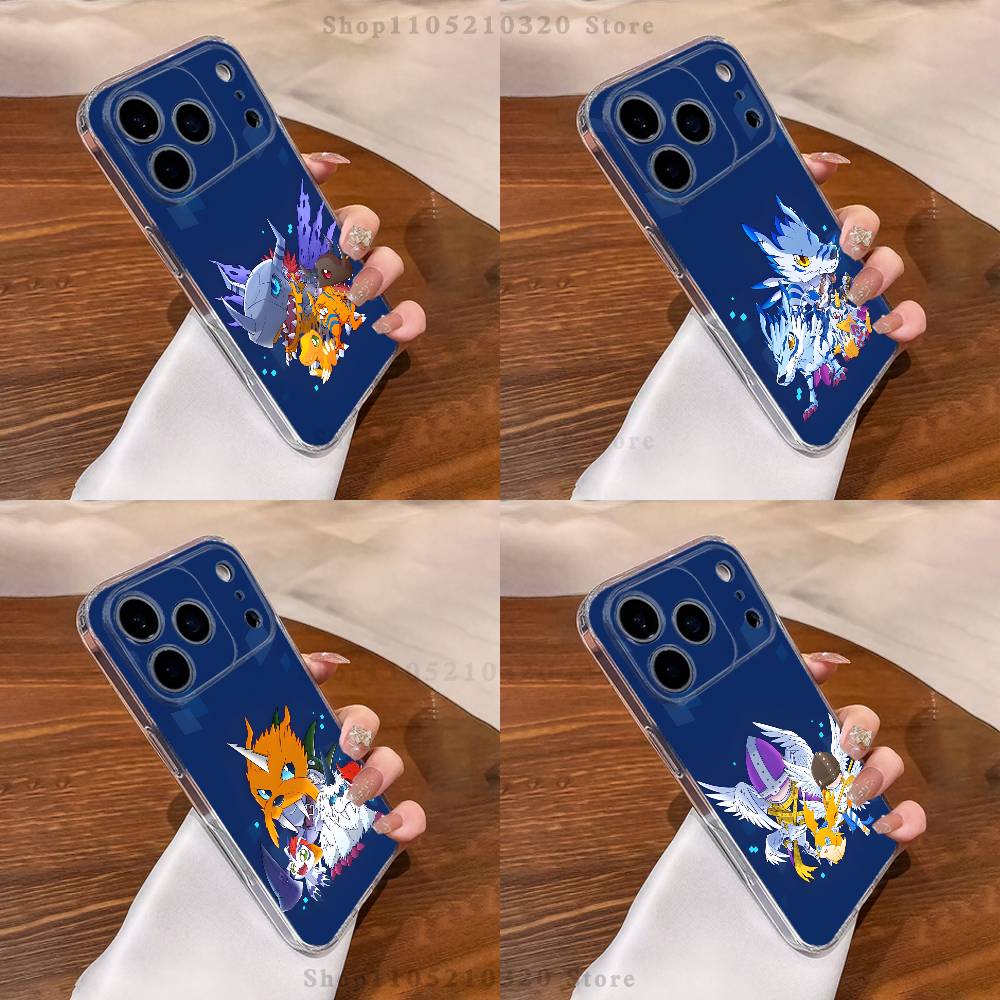 Cute D-Digimon Anime Phone Case For iPhone 17,16,15,14,13,12,11 Pro,Max,Plus,X,XS,XR,SE4,E Mini Transparent Soft Cover