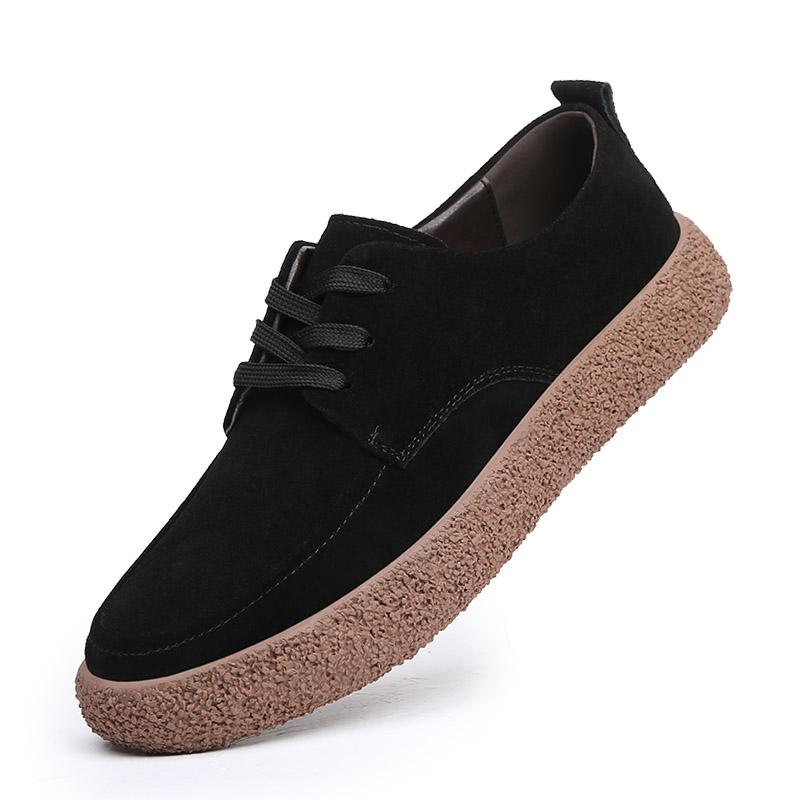 

2024 г. Новые мужские повседневные туфли из коровьей замши с круглым носком, на шнуровке, с мягкой подошвой, дышащие повседневные туфли для вождения 44 чёрный