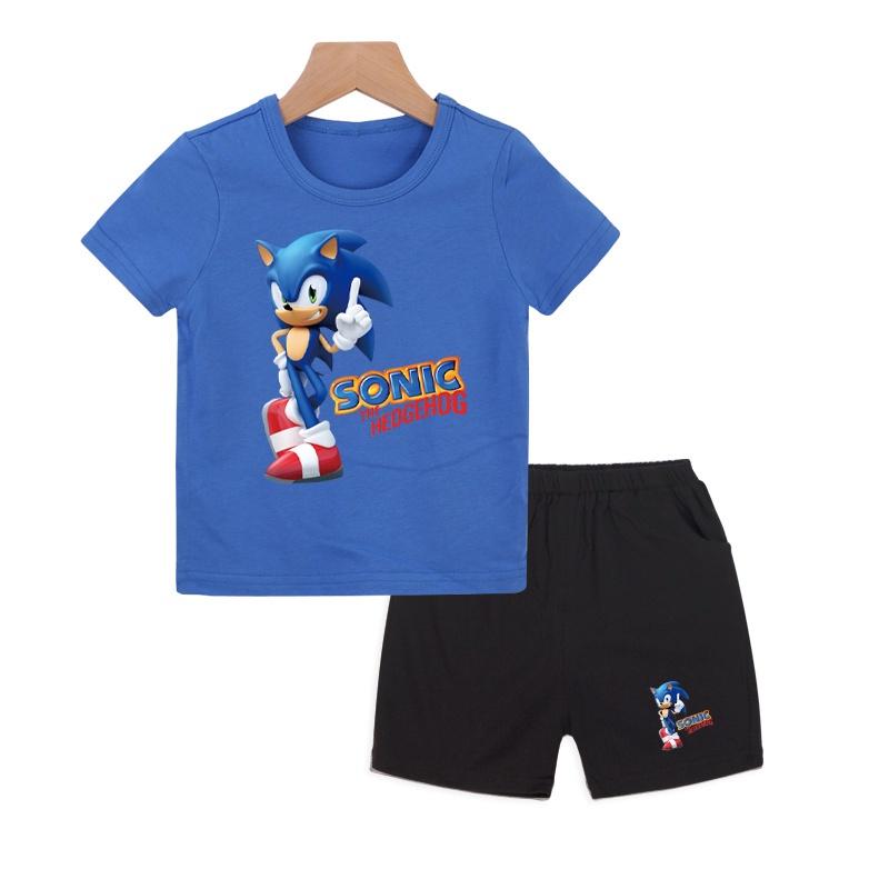 New Boys' Clothing Set, Children's Cartoon T-shirt, Short Sleeved T-shirt and Pants