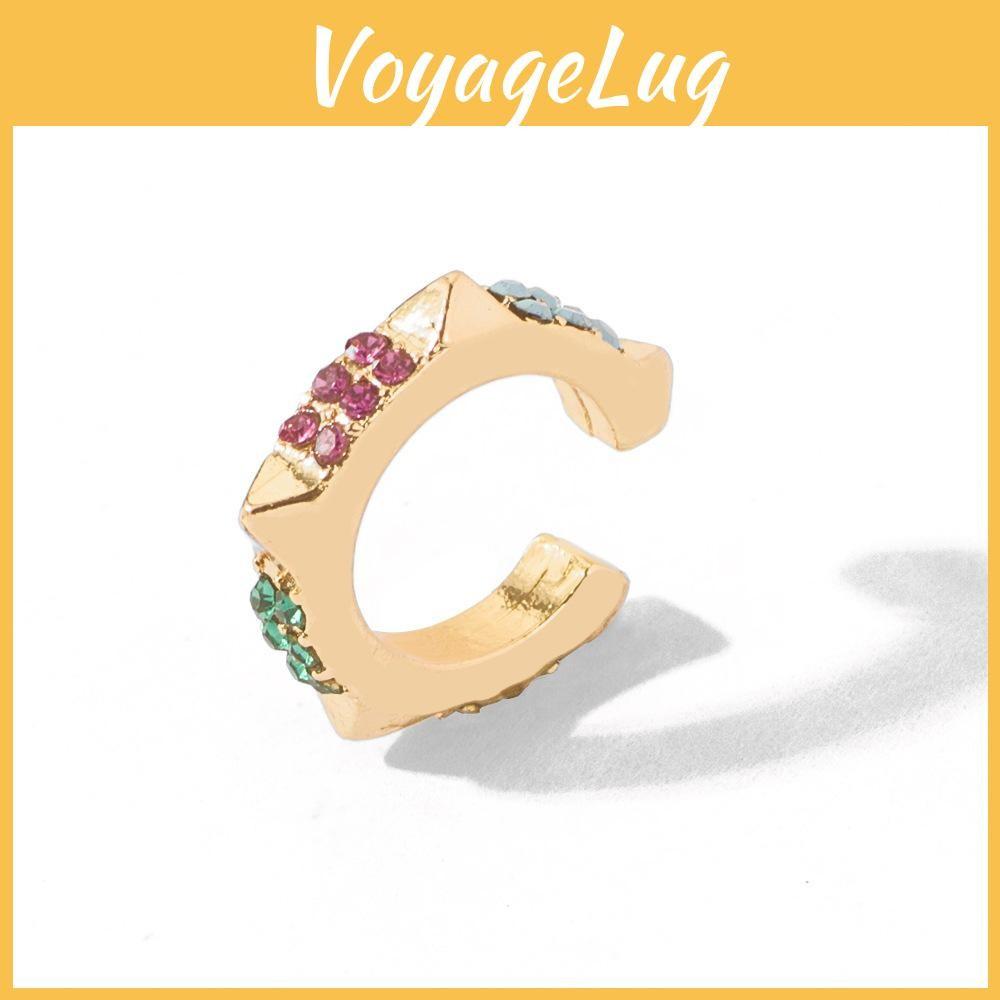 Elegant Alloy Geometric Ear Cuffs With Colorful Rhinestones For Trendy Women
