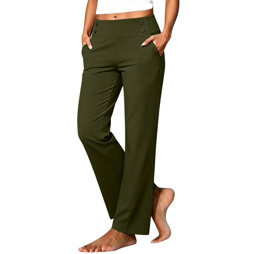 Women's Casual Loose Fit Pants with Elastic Waistband and Pockets