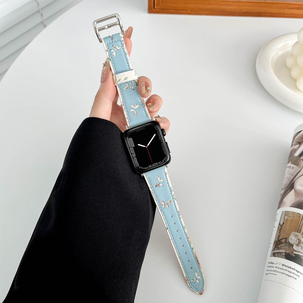 Leather band for Apple watch band 45mm 41mm 44mm 40mm 49mm 42mm Butterfly style bracelet wristband iWatch Ultra 9 8 SE 7 6 5 4 3