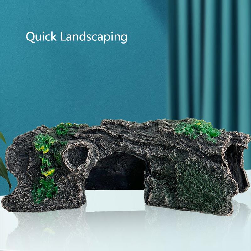 Resin Aquarium Bark Tree Hole Decoration Artificial View Rock Cave Stone Tree Fish Tank Ornament Pet Supplies Home Decor