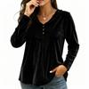 Women's V-Neck Velvet Long Sleeve Jacket for Casual Everyday Wear