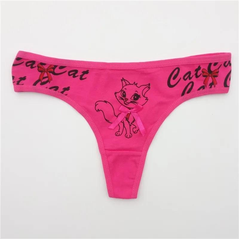 Sexy Mode Tanga Kitty Katze Cartoon Print G-Strings Mädchen Slips Frau. Baumwolle Unterwäsche Damen Höschen 6 Stück/Set