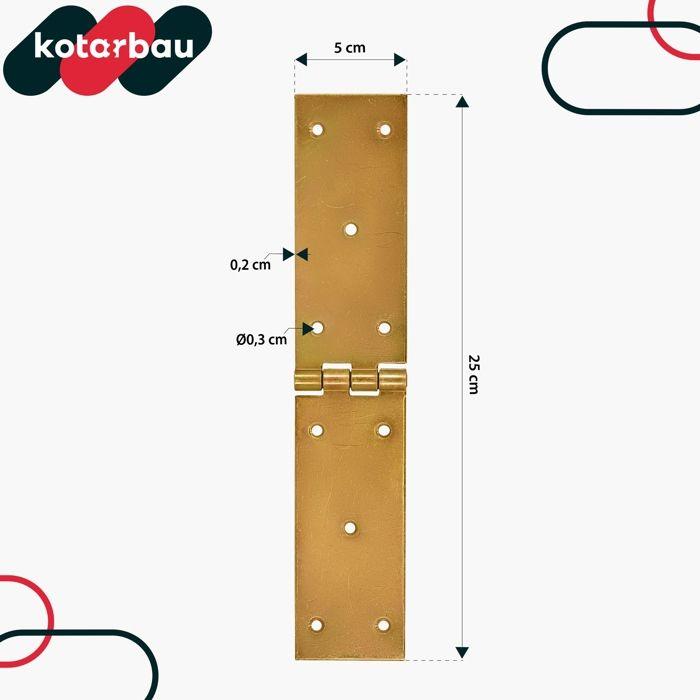 KOTARBAU Box Hinge Furniture, Table, Door Hinge, 2 Leaves, Galvanized Steel, Yellow, 250 X 50 Mm, 10 Pieces