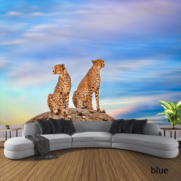 Tapiserie ve stylu Art Deco Ložnice Tapiserie Král lesa Tapiserie Tiger Leopard Tapiserie Forest Animal Tapiserie