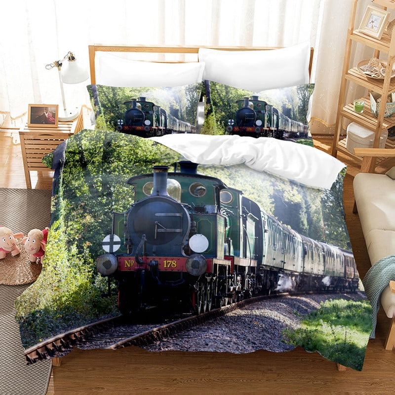 Retro Steam Train Bedding Set Industrial Style Duvet Cover Men'S And Boys' Cover Gifts Warm Soft Breathable And Comfortable