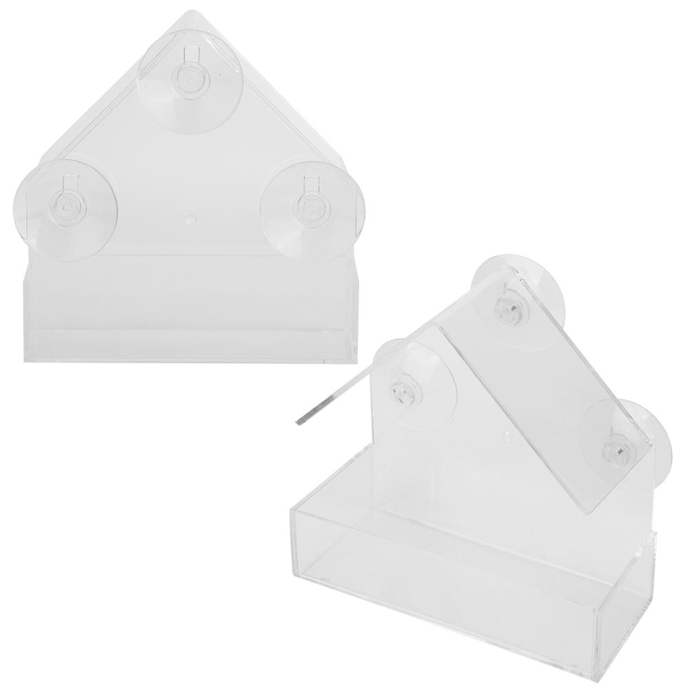 Indoor Outdoor Hanging Acrylic Pet Bird Feeder Feeding Tools for Garden Balcony Transparent
