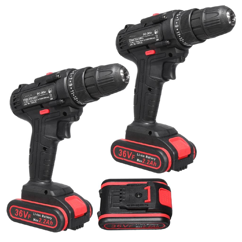 AC 100-240V Multifunction 36V Dual Speed 25 Torque Electric Cordless Drill Screwdriver LED