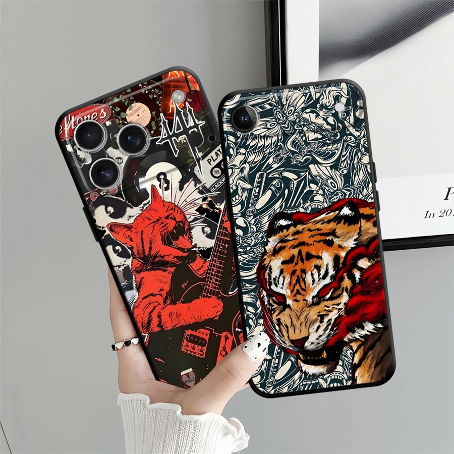 Funda Handyhülle Case für Apple iPhone 17 Pro Max 11 14 XR XS MAX 13 Air 12 16 15 Pro 7 8 Coole Katze Tiger