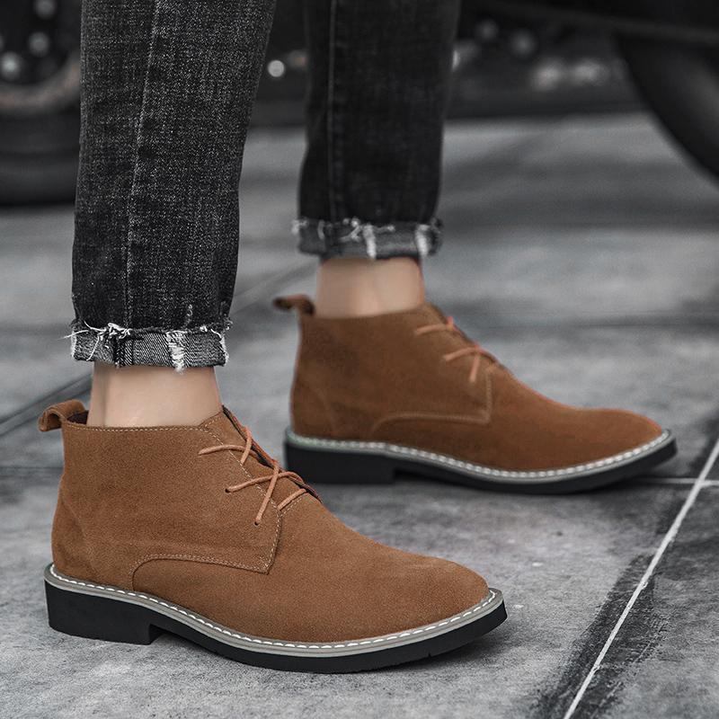 Fashion Western Boots Men Retro Suede Leather Flats Classics Men's Chelsea Boots Fashion Platform Shoes Formal Footwear