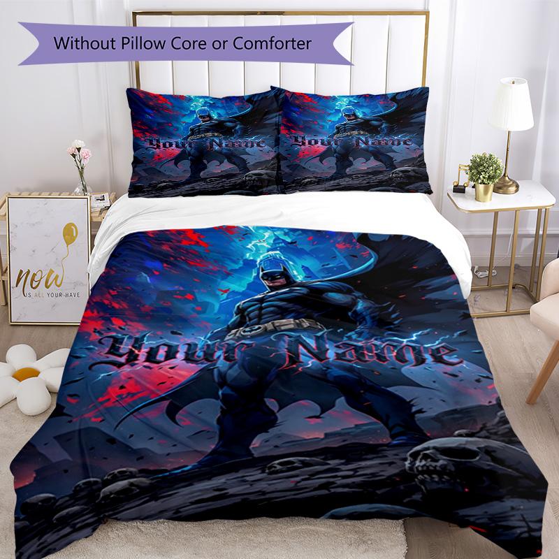 Dc Character Customize Your Name Bedding Set Perfect for Living Rooms Wrinkle Resistant Custom Room Decor Perfect Gift for Friends Family