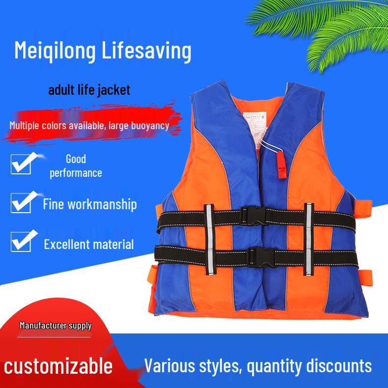 98-6 Blue Orange Patchwork Unisex Life Jacket for Maritime Flood Control & Rafting - Adult & Child Safety