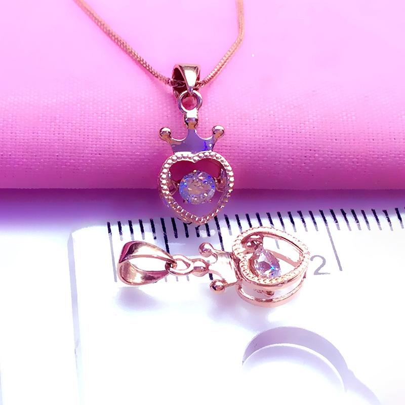 Exquisite Russian Purple Gold Shiny And Smart Radish Peach Heart Pendant Rose Gold Plated Crown Love Pendant Jewelry