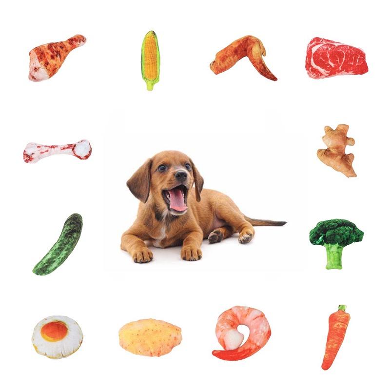 Juguete masticable duradero de lona para perros con diseño de verduras para horas de diversión