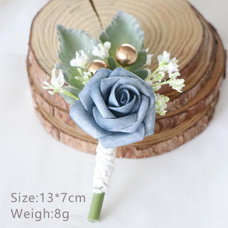 Anstecker Blumen Künstlich Weiße Rosen Seide Elfenbein Corsage Knopfloch Trauzeugen Anstecker für Herren Hochzeitszubehör