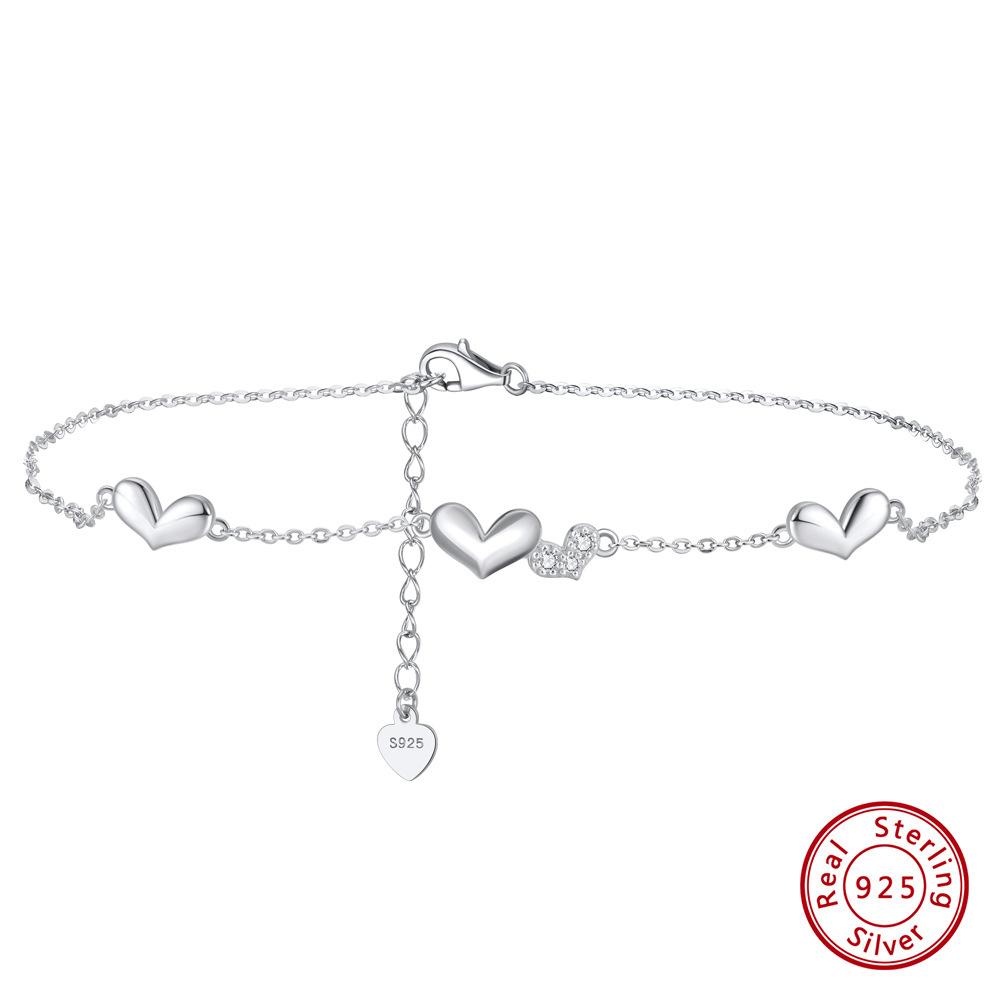 Jewellery S925 Sterling Silver Anklet Love Legs 4A Zirconia Adjustable