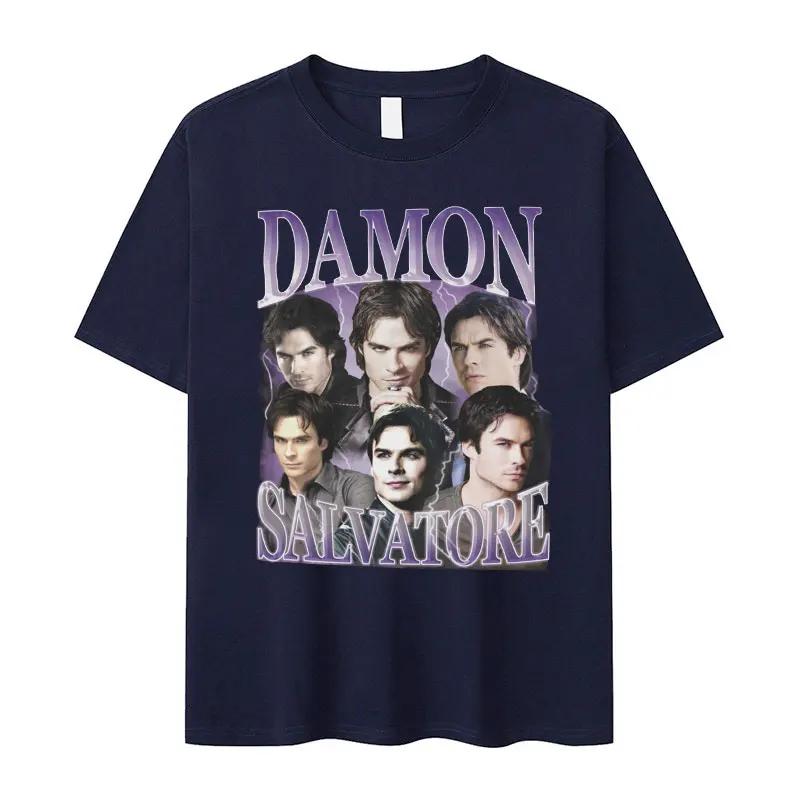 Damon Salvatore Ian Sommerhalder Retro Gothic Style Mens and Womens Tshirt  TV Drama Theme Tshirt  Street Wear