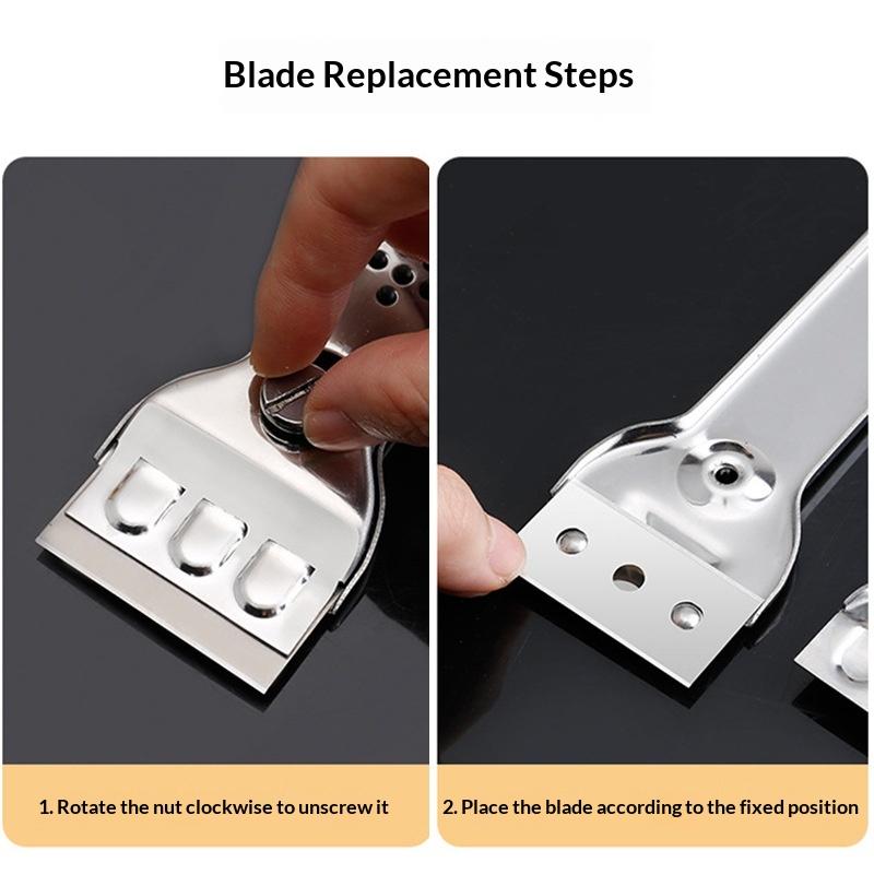 Stainless Steel Hob Scraper Kitchen Glass&Ceramic Scraper With Replacement Blades Wall Floor Window Cleaning Scraper Tools