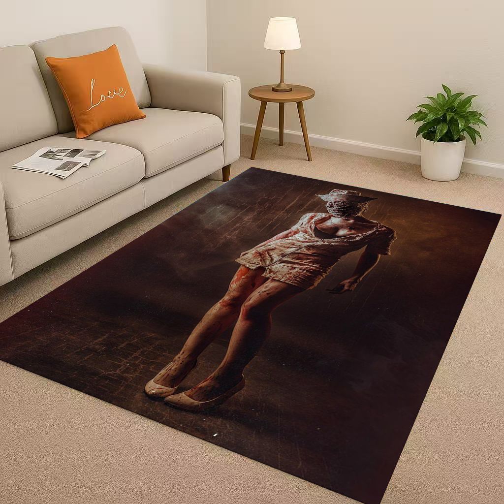 Retro Game Silent Hill Pyramid Head Horror Movie Living Room Non-Slip Area Rug Carpet for Bedroom Playroom Sofa,Home Doormat