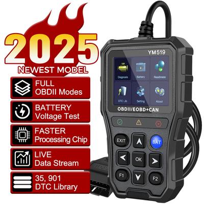 Fault Code Scanner YM519 Car Diagnostic Tool Multi-language OBD2 Code Reader Code Reader Check Engine System Battery Tester Read Vehicle Information