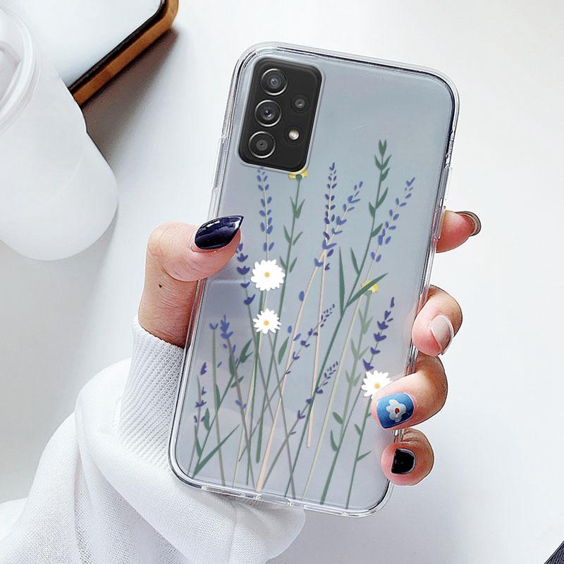Phone Case For Samsung A52s A52 Floral Silicon Cover For Samsung Galaxy A52 Fundas Coque Transparent Soft Capas Flower TPU