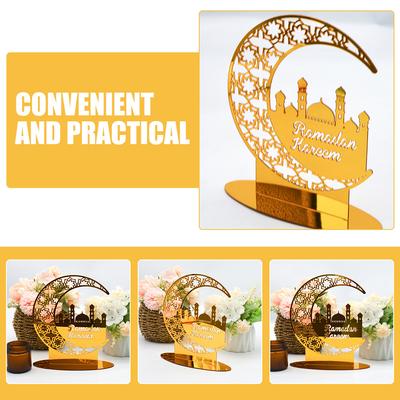 2 Stück Acryl Eid Mubarak Dekorationen Doppelseitig Ramadan Tisch Bastelornament Islamische Hausparty-Dekor Eid-Dekorationen für Zuhause