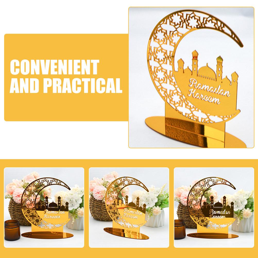 

2Pcs Acrylic Eid Mubarak Decorations Double Sided Ramadan Table Craft Ornament Islamic Home Party Decor Eid Decorations for Home China Mainland