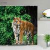 Animal Shower Curtains Elephant Zebra Tiger Leopard Waterproof Fabric Bath Curtains Wildlife Printed Bathroom Decor Screen Hooks