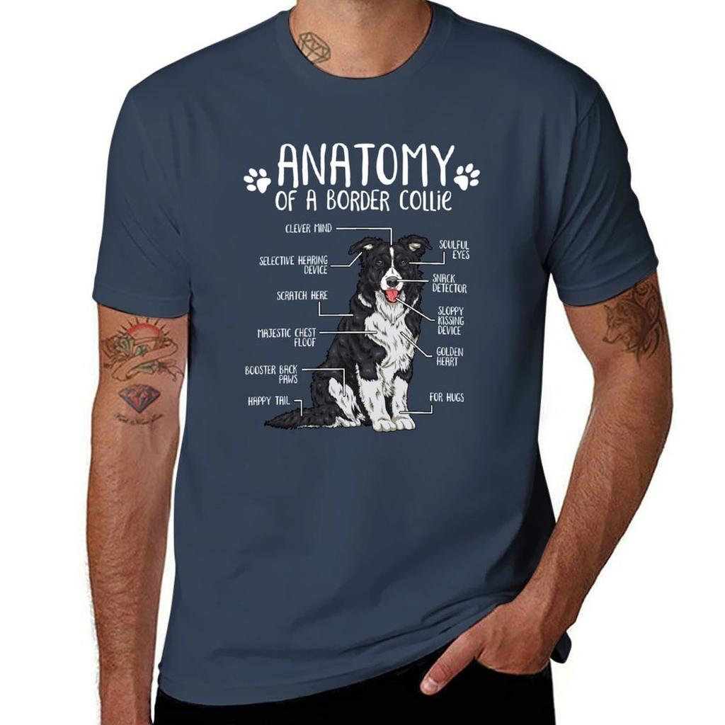 Funny Border Collie Anatomy Dog Lover Gift TShirt Basic Casual Short Sleeve Cotton Shirt