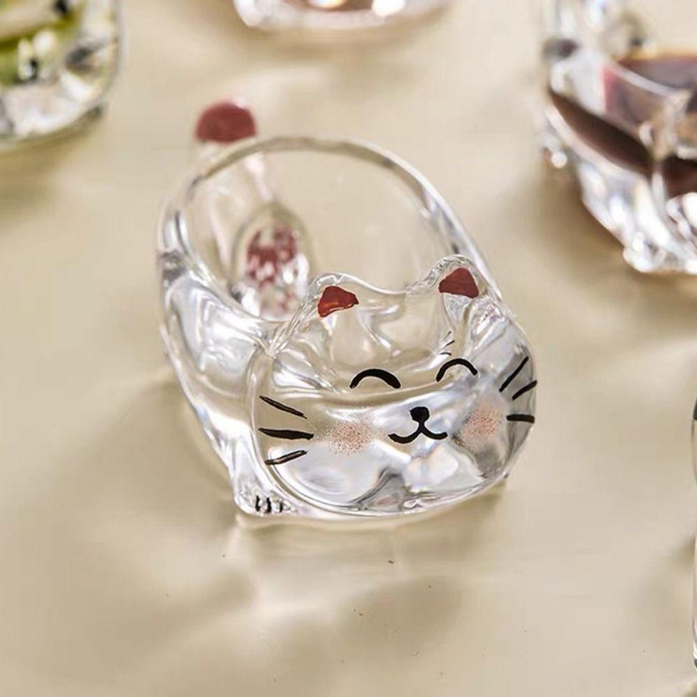 Creative Seasoning Dipping Dish Glass Decorative Glass Dipping Saucer Household Thickened Cat Shaped Seasoning Dish
