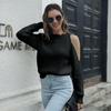 Women's Off-Shoulder Cut-Out Long Sleeve Loose Sweater - European American Casual Knitwear New Style