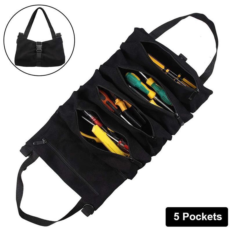 Tool Roll Up Pouch, Tool Roll, Heavt Duty Tool Organizer Portable Tool Storage Bags Waterproof Oxford Cloth-Zipper Pouch For Men