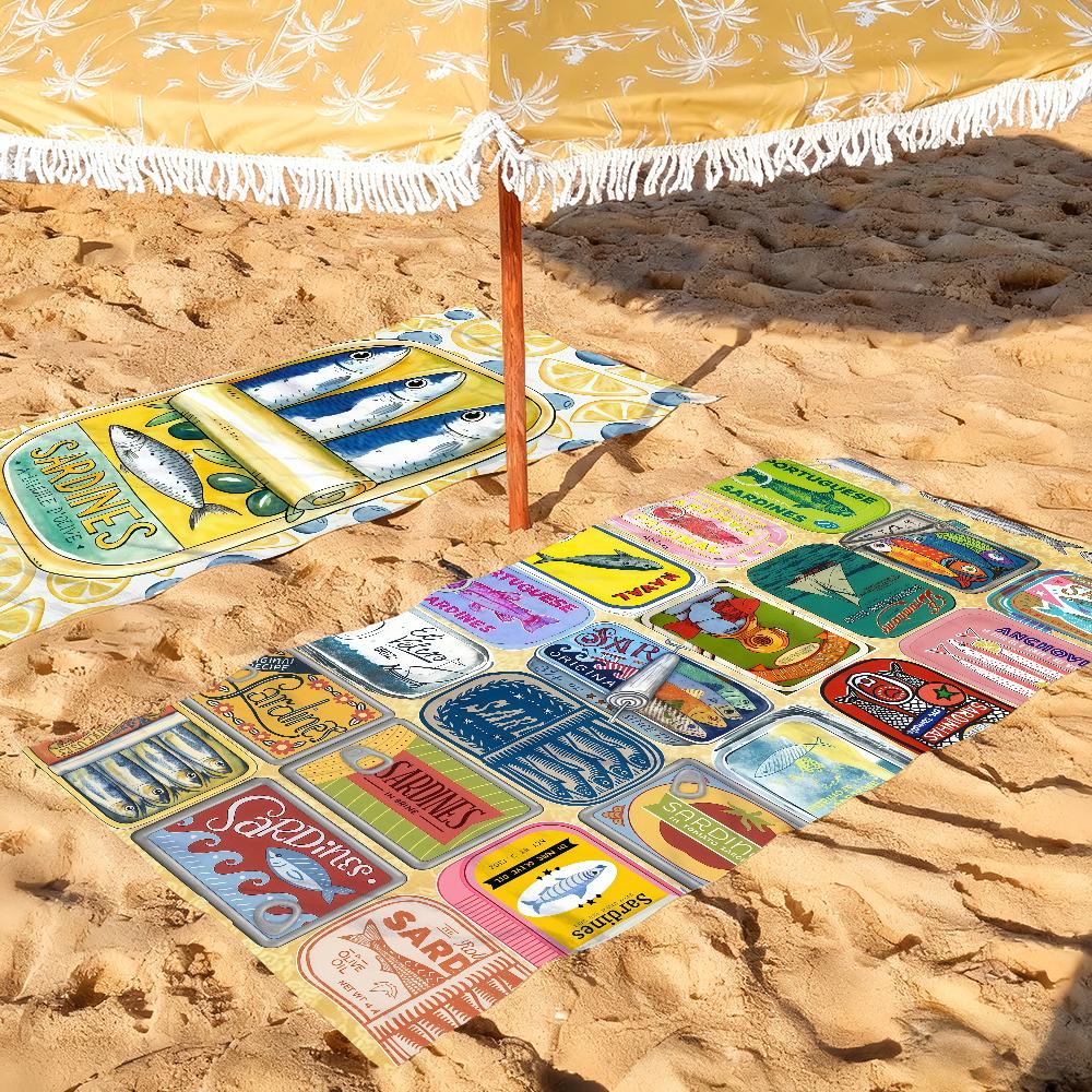 Cuadros decorations S-Sardines Nordic Towel Quick Drying Beach Towels Are Suitable For Swimming Pools Camping Yoga And The Gym