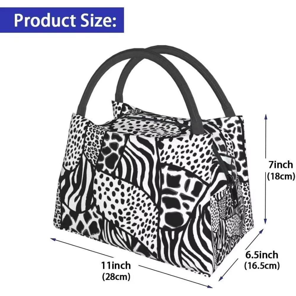 Zebra Pattern Lunch Bag Thermal Tote Bag for Men Women Lunch Box Reusable Insulated Lunch Container for Work Pinic Travel