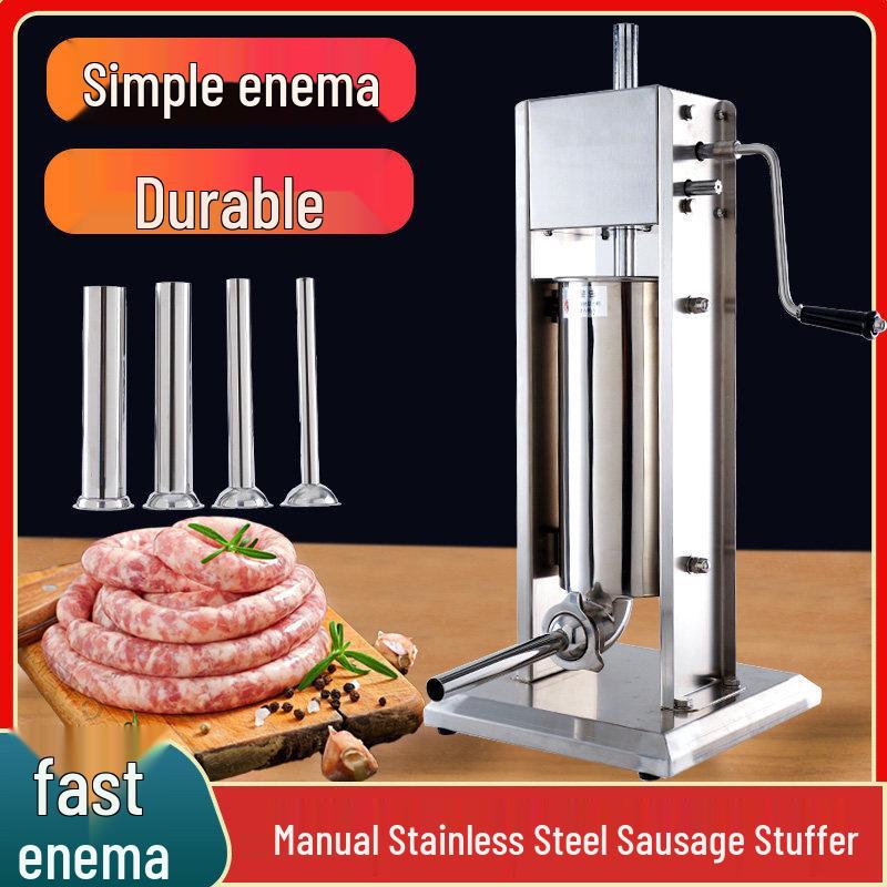 Stainless Steel Manual-Commercial Sausage Stuffer & Auto-Fill Machine for Cured, Ham, and Meat Sausages