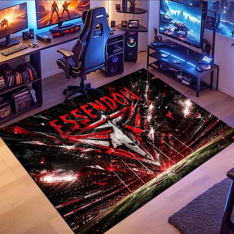 Essendon Football Club Stadium Red Flame Bomber Logo Print Area Rug Aussie Rules Football Floor Carpet Sports Fan Living Room Bedroom Home Decor Mat
