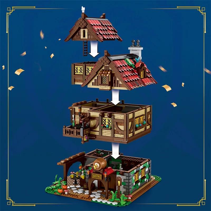 Medieval Tavern Building Blocks European Street View Architecture Moc Model Brick Desktop Display Kids Boys Adults Birthday Gift