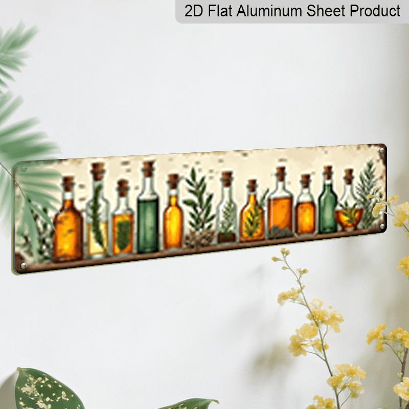 Featuring Rustic Herb Bottle Artwork - Aluminum Decorative Sign. This Vintage Apothecary Sign Is Perfect for Kitchen and Farmhouse Decor, Showcasing