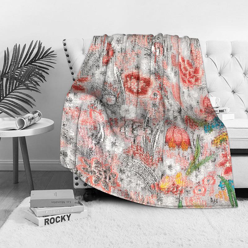 Floral Pattern Blanket For Kids Teens Adults Soft Cozy Fleece Throw Blanket Bedding Decorative Gift