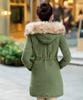 Herbst Winter Frauen Baumwolle Jacke Gepolsterte Casual Mantel Pelz Kragen Mit Kapuze Parkas Wattierte Mantel Outwear Military Parkas Plus Größe dicke Mäntel